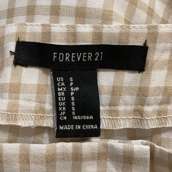 Forever 21 Women's Size S Pants and Top Set 2 Pieces Gingham Butter Yellow Plaid - Picture 3 of 4